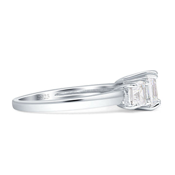 Asscher Cut Engagement Ring Three Stone Cubic Zirconia 925 Sterling Silver Wholesale